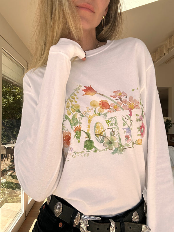 Floral "VOTE" Long Sleeve Shirt